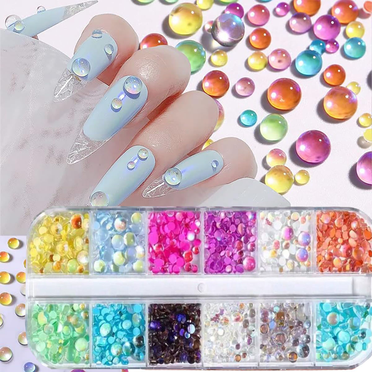 Crystal Bead Mix - 1 Kotak Warna Permen Ukuran Campuran