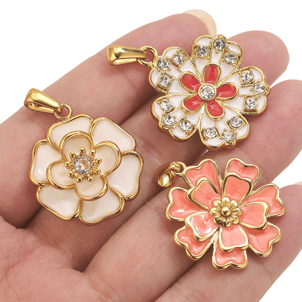 2PCS Liontin Bunga Besar Ename - Jewelry Making Materials Wholesale ulasan dan harga