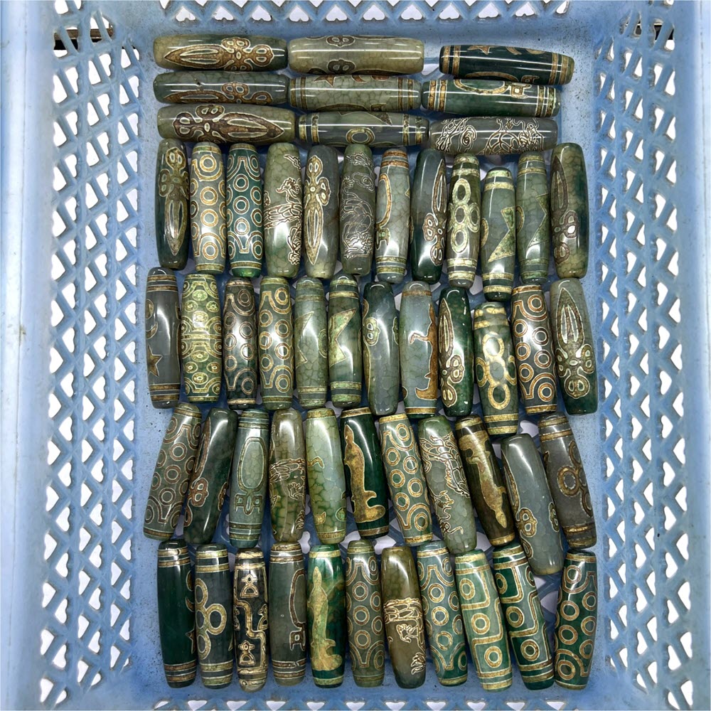 60Mm Manik Dzi Tibentan Hijau  - Jewelry Making Store ulasan dan harga