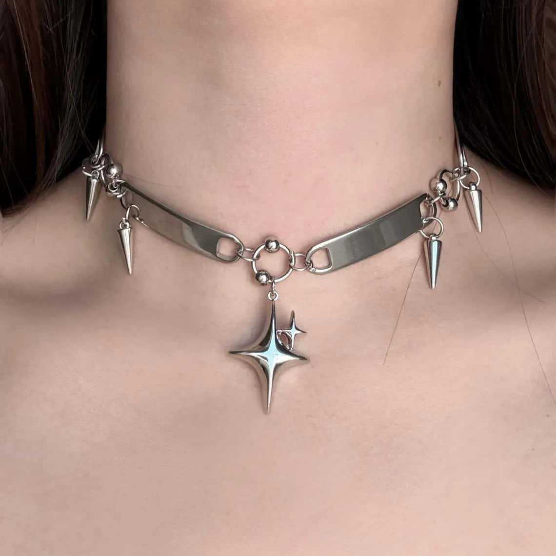 Kalung Punk Star Riveted, Perh - Jewelry Making Rings ulasan dan harga