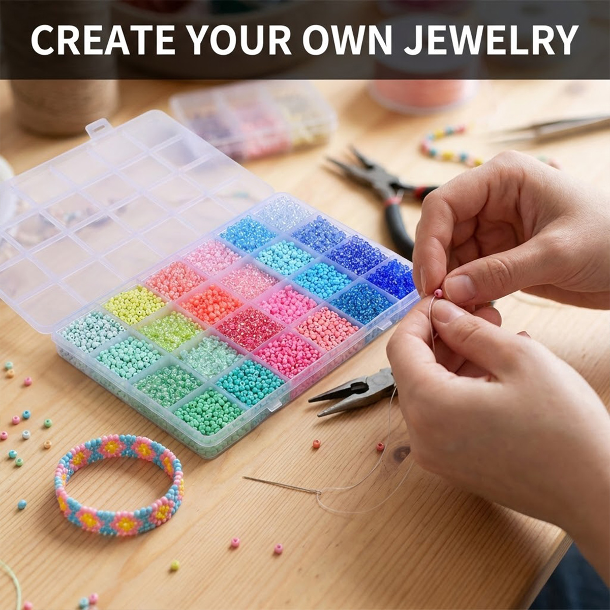 Kit 5200 Manik Kaca Seed Beads - Jewelry Making Course ulasan dan harga