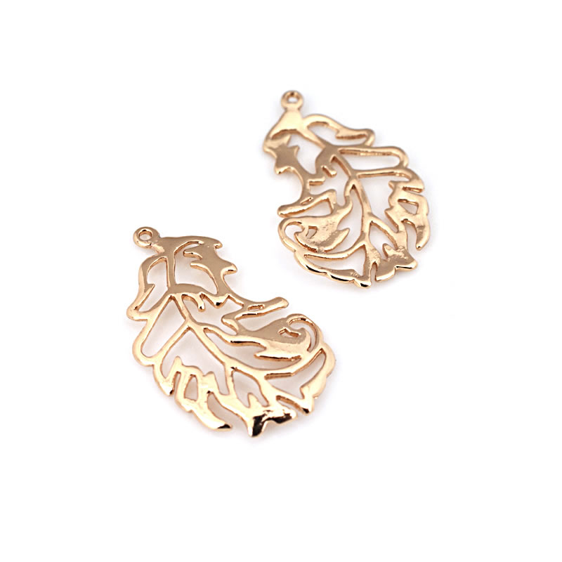 Liontin Bentuk Bulu Kuningan W - Jewelry Making Store ulasan dan harga